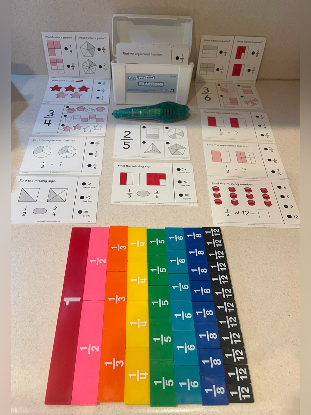 Fractions Teaching Set - Educational Insights Hot Dots Flashcards,Fraction Tiles